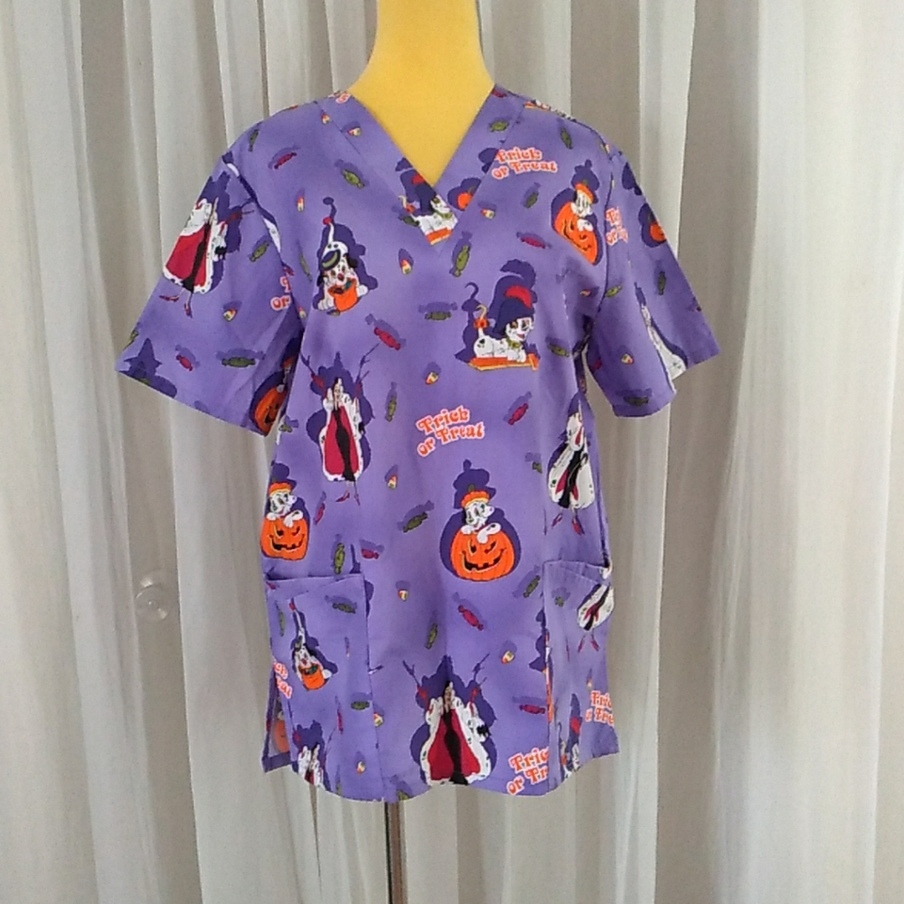 The Wonderful World Of Disney Nurse Top Scrub Trick Or Treat